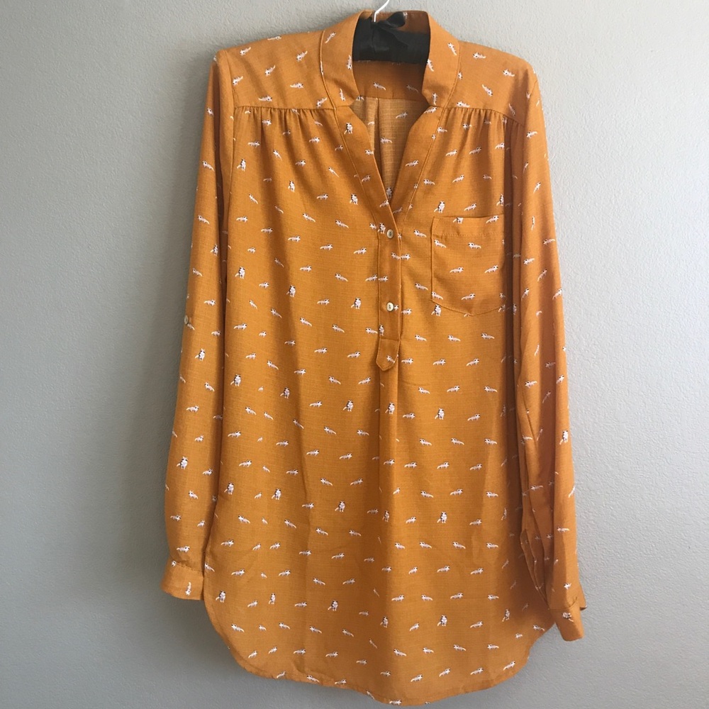 Burnt Orange Raccoon Long Sleeved Blouse